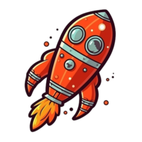 rocket cartoon digital illustration, , transparent background png