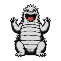 Godzilla isolated on transparent background, , digital illustration. png