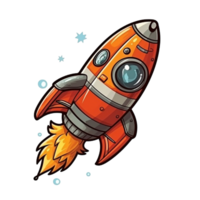 rocket cartoon digital illustration, , transparent background png