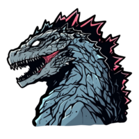 Godzilla isolated on transparent background, , digital illustration. png