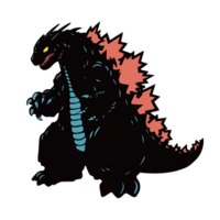 Godzilla isolated on transparent background, , digital illustration. png