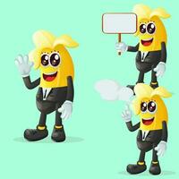 Cute banana characters in advertising vector