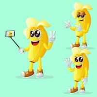 Cute banana characters as narcissistic vector