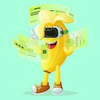 linda plátano personaje en metaverso vector