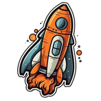 rocket cartoon digital illustration, , transparent background png