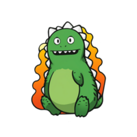 Godzilla isolated on transparent background, , digital illustration. png