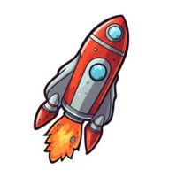 rocket cartoon digital illustration, , transparent background png