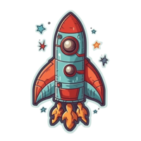 rocket cartoon digital illustration, , transparent background png