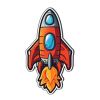 rocket cartoon digital illustration, , transparent background png