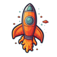 rocket cartoon digital illustration, , transparent background png