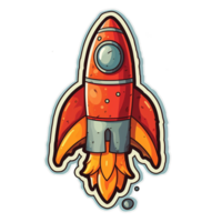 rocket cartoon digital illustration, , transparent background png