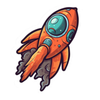 rocket cartoon digital illustration, , transparent background png