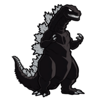 Godzilla isolated on transparent background, , digital illustration. png