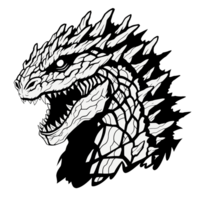 Godzilla isolated on transparent background, , digital illustration. png