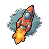 rocket cartoon digital illustration, , transparent background png