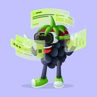 Cute blackberry character in metaverse vector