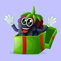 Cute blackberry character receiving gifts vector