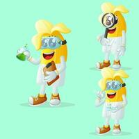 Cute banana characters as scientists vector