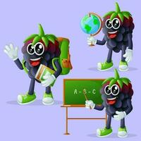 Cute blackberry characters in education vector