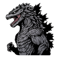 Godzilla isolated on transparent background, , digital illustration. png