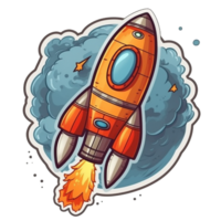 rocket cartoon digital illustration, , transparent background png