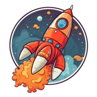 rocket cartoon digital illustration, , transparent background png