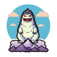 Godzilla isolated on transparent background, , digital illustration. png