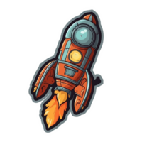 rocket cartoon digital illustration, , transparent background png