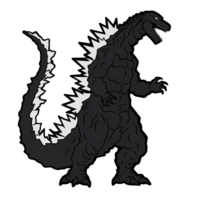 Godzilla isolated on transparent background, , digital illustration. png