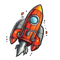 rocket cartoon digital illustration, , transparent background png