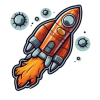 rocket cartoon digital illustration, , transparent background png