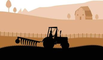 Agriculture and Farming. Agribusiness Tracktor. Rural landscape. Design elements for info graphic, websites and print media. vector