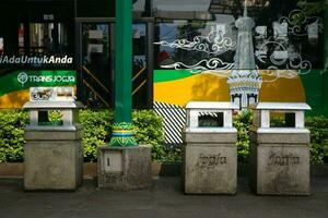 Yogyakarta, Indonesia - March 20, 2023 - Trash can dustbin rubbish bin garbage trashcan around Malioboro tourist area photo