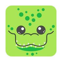 Cute square crocodile face. Cartoom head of animal character. Minimal simple design. Vector illustration