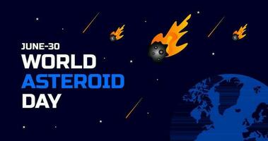 World Asteroid Day background or banner design template with black sky with star and Asteroid  design. vector