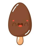 kawaii ice cream on stick over white vector