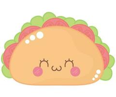 kawaii taco diseño terminado blanco vector