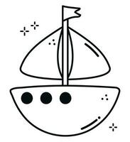 hand drawn boat over white vector