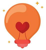 light bulb with heart isolated icon vector