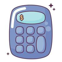 cute purple calculator over white vector