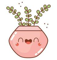 kawaii potted plant over white vector