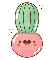 kawaii potted cactus over white vector
