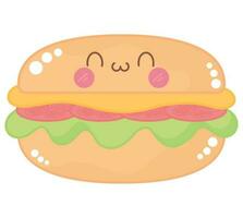 kawaii hamburguesa ilustración terminado blanco vector