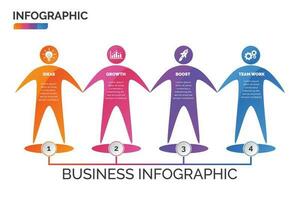 humano símbolo infografía diseño vector con 4 4 opciones, pasos, proceso para presentación, disposición, diagrama cuadro, anual informe. creativo negocio concepto