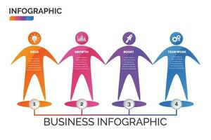 Human symbol infographic design vector with 4 options, steps, process for presentation, layout, diagram chart, anual report. Creative business concept