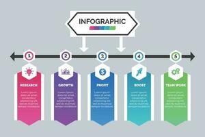 Infographic visualization and business icons. Concept with 5 options, steps, process for presentation, layout, diagram chart, anual report vector