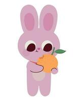 rosado Conejo icono con un naranja vector