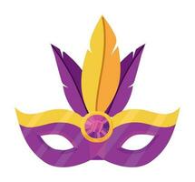 purple mardi gras mask over white vector