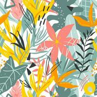 Exotic tropical floral seamless pattern. Brignt summer design vector