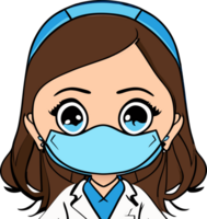 femelle médecin dans une médical masque. illustration dans dessin animé style. génératif ai png